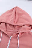 Zip Front Color Block Splicing Drawstring Hoodie