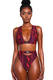 Animal Print Buckled High Waist Bikini