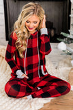 Plaid Pocket Drawstring Christmas Hooded Lounge Sets