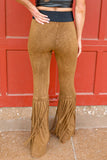 Western High Waist Fringe Flare Pants