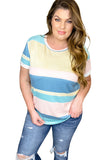 Plus Size Short Sleeve Striped Knit Top