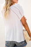 Crochet Eyelet Short Sleeves Top
