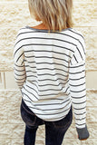 Striped Color Block Buttoned Waffle Knit Shirt