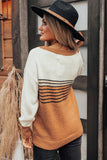 Colorblock Striped Crew Neck Sweater