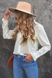Stand Collar Ruffles Textured Shirt