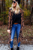 Leopard Print Open Front Cardigan with Pockets