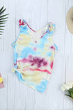 Tie Dye Ruffled V-Neck Tank