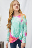 Tie Dyed Twist Knot Girl's Long Sleeve Top