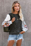 Contrast Printed Sleeve Knit Sweatshirts