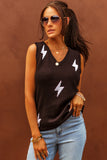 Black Lightning Print Knit Vest