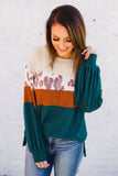 Leopard Color Block Waffle Knit Top