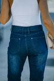 High Waist Bell Bottom Jeans with Attached Belt