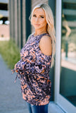 Leopard Cold Shoulder Long Sleeve Top