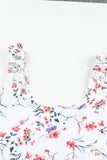 Ruffle Straps Floral Rib Knit Tank Top