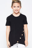 Buttoned Arched Hem Girls T-shirt