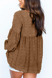 V Neck Polka Dot Lantern Sleeve Top