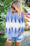 Multicolour Color Block Tie Dye Pullover Sweatshirt