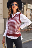 V Neck Argyle Plaid Knitted Sweater Vest