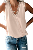 Eyelash Lace Trim Wrap V Neck Tank Top