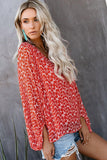 Boho Print Balloon Sleeve Blouse