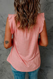 Pink Keyhole Back Ruffled Sleeveless Top