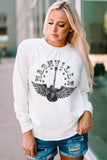 NASHVILLE Guitar Feather Graphic Print Crewneck Top