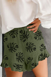 Palm Tree Leaves Print Elastic Waist Shorts with Pocket