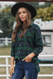 Green Loose Fit Boyfriend Style Plaid Shirt