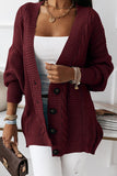 Buttons Front Textured Knit Cardigan