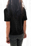 Buttoned Swiss Dot Turn-down Collar Short Sleeve Shirt