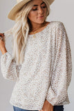 Leopard Crew Neck Long Sleeve Blouse