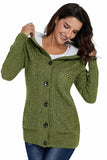 Fleece Hooded Gray Button Cardigan Sweater