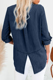 Roll up Long Sleeves Frayed Hem Denim Shirt