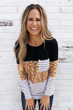Camo Stripes Patchwork Long Sleeve Top with Pocket