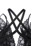 Crossed Straps Sheer Lace Teddy with Garter Belt