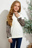 Beige Leopard Print Colorblock Kid's Hoodie