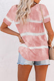 Buttoned Tie-dye Short Sleeve Top