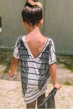 Mom's Striped Wings Back Print T-shirt Mini Dress