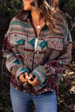 Vintage Aztec Print Lapel Pocket Button Up Jacket