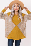 Tribal Geometric Print Ribbed Knit Top