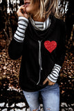 Striped Splicing High Neck Sweatshirt