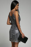 Wrap V Neck Leopard Sequin Cami Dress