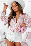 Plunging V Neck Floral Bodysuit