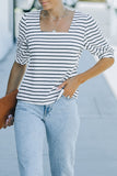 Striped Puff Sleeve Top