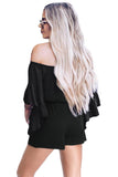 Bell Sleeve Off Shoulder Front Tie Knot Romper