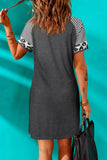 Pray Leopard Spliced Short Sleeve Ruched Mini Dress