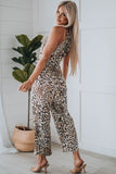 Keyhole Front Leopard Sleeveless Cropped Jumpsuit