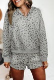 Two-piece Long Sleeve Hooded Top and Shorts Lounge Set