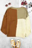 color Crew Neck Contrast Color Block Sweater