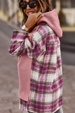 Plaid Splicing Drawstring Hoodie